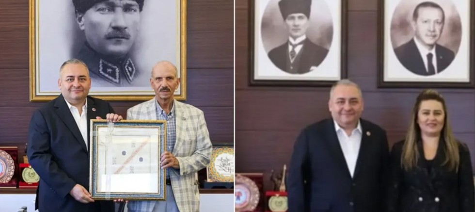 AKP'ye geçen Mesut Özarslan ilk iş Atatürk portresine el attı!