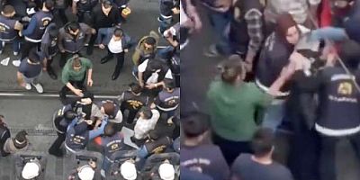 Filistin protestosunda kelepçe takılan kadına polis tokat attı