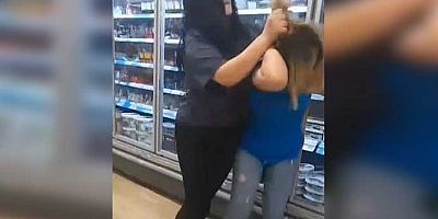 Kadın müşteri market çalışanını kafasını dolaba vurarak darp etti