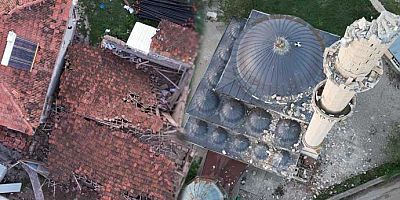 Tokat’ta meydana gelen depremin verdiği hasar havadan görüntülendi